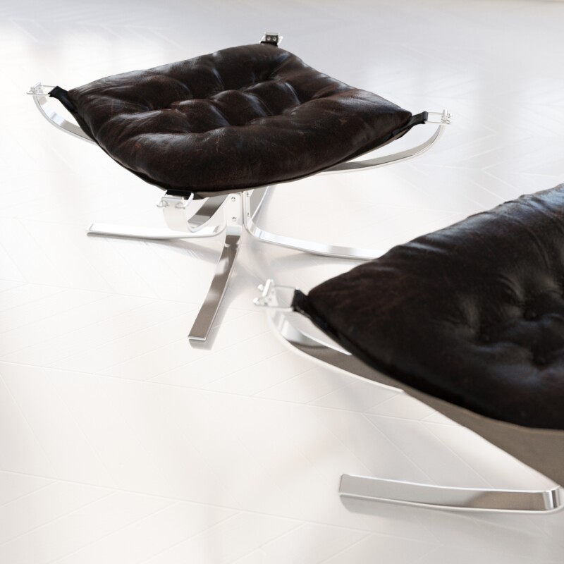 Falcon Chair Fusshocker Anilinleder schwarz