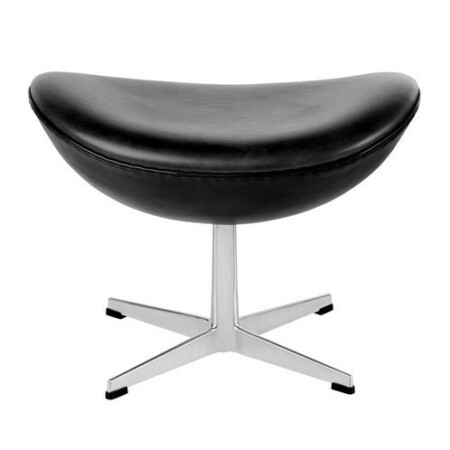 Eggchair Fusshocker, Anilin-Leder, Entwurf Arne Jacobsen 1956