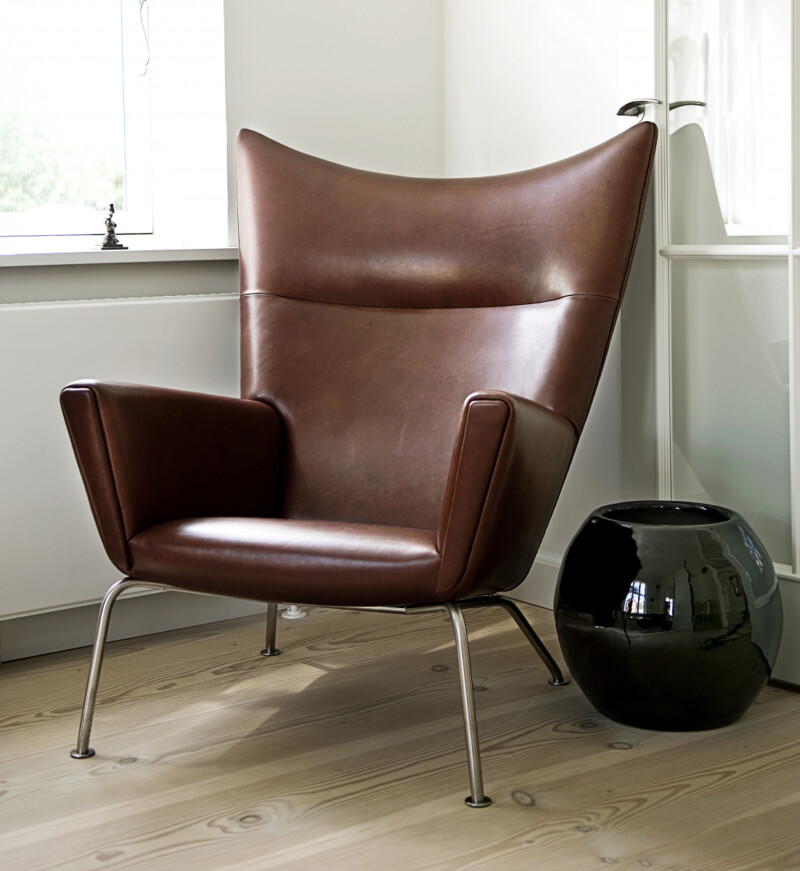 Wing Chair Armlehnstuhl, Hans J. Wegner 1960, Anilin-Leder